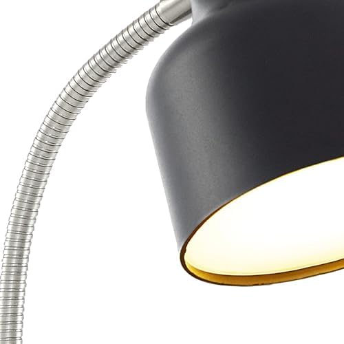 17" LED Catch-All Base & AC Outlet Adjustable Flexible Desk Lamp (Black)
