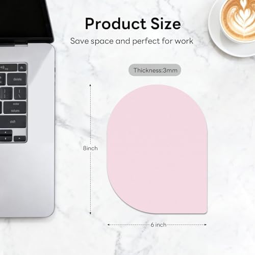 Contoured Oval Mouse Pad 6x8in Non-Slip for Laptop,Pink