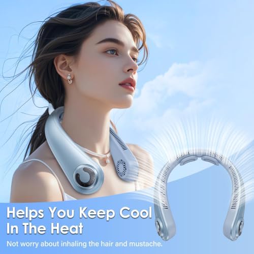 Portable Lightweight Neck Fan with Neck Support, Birthday Gifts for Men Women Dad Mom, Rechargeable Personal Wearable Cooling Neck Fans for Hot Flashes, Disneyland, Travel, Camping Essentials