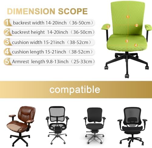 Tallew 4 Pcs Office Chair Covers Stretch Seat Armrest, Lemon Green