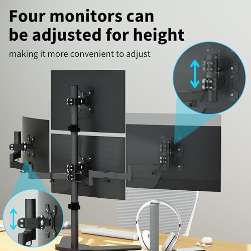 Pholiten Quad Monitor Freestanding Mount for 13-32 Inch Screens