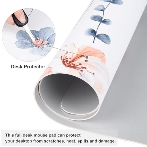 QIYI PU Leather Large Mouse Pad, Waterproof Desk Mat, 31.5" x 11.8", Sprigs