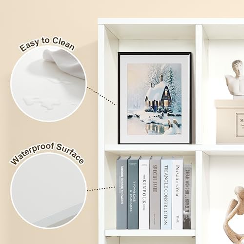 3 Tier Desktop Bookshelf with Rechargeable Eye-Friendly LED Desk Light, Desk Hutch Organizer with 5 Shelves, Wooden Desk Bookshelf for Office, Dorm and Small Space, White