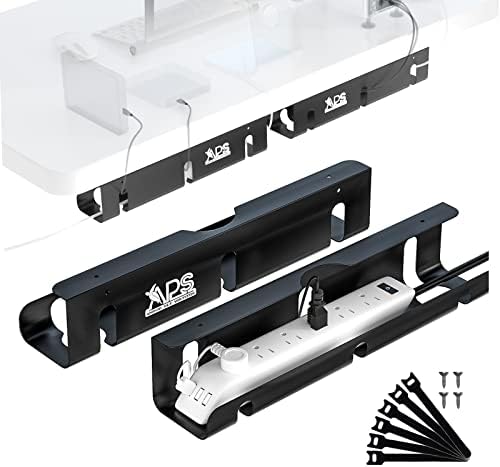 Qiyuan Under Desk Cable Management Tray, 2-Pack No-Drill 16" Cable Raceway