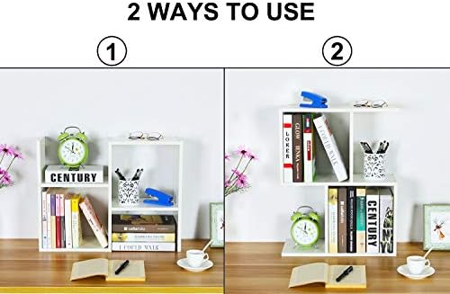 PAG-Mass Desktop Bookshelf Freestanding Wooden Countertop Bookcase Accessories Organizer Display Rack Dorm Desk Storage Shelf