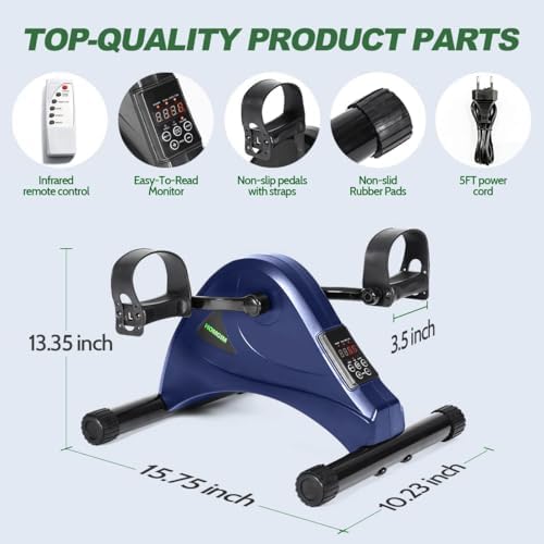 HOMGIM Mini Exercise Bike,Under Desk Bike for Seniors Rehab Training, Motorized Pedal Exerciser for Arm/Leg Fitness & Physical Therapy, 6 Levels Speed Adjustment