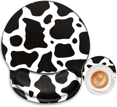 Cow Print Mouse Pad with Wrist Support Ergonomic Mousepad Wrist Rest Gel Mouse Mat Gaming Cushion Mouse Pads for Computer Office Work Women Men Kids