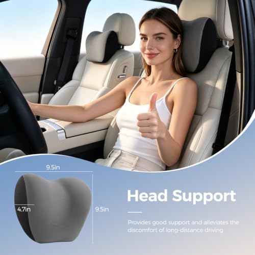 BABUR Car Neck Pillow Ergonomic 100% Memory Foam Headrest for Driving Seat