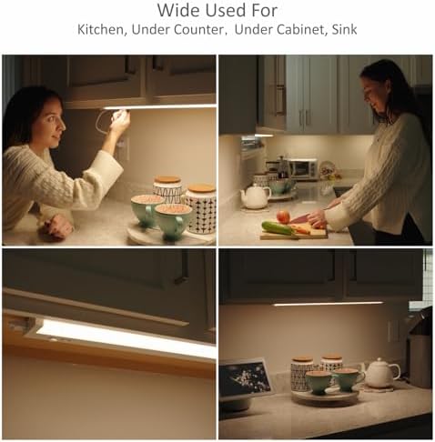 Leetdud Under Cabinet Lights Plug in or Hardwired Built-in Dimmer, 16 Inch 8W, 5CCT 2700K-5000K, Linkable Undercounter Lighting for Kitchen, ETL Dimmable LED Undercabient Light Fixture, White
