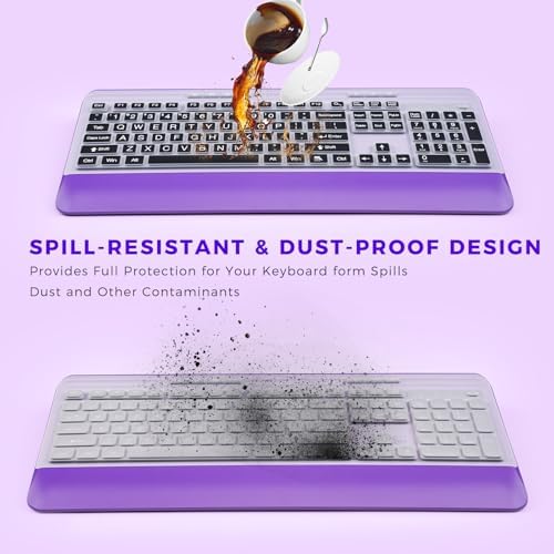 KOPJIPPOM Silent Wireless Keyboard and Mouse Combo - Keyboard with Large Print Cover, 2.4GHz Full-Sized Ergonomic Keyboard with Wrist Rest and Mouse for Laptop, PC, Notebook, Desktop