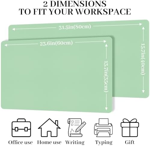 Leather Desk Pad Mat, Green Desk Mat, 23.6" x 13.7"