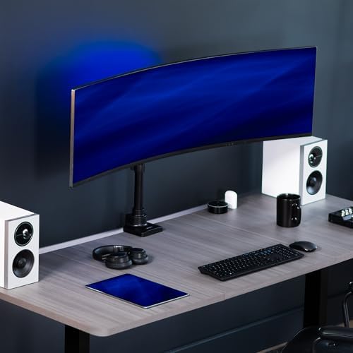 VIVO Ultra Wide Monitor and TV Desk Mount for up to 55 inch Screens, Single Television Stand with Articulating Arm, Holds up to 44 lbs, Max VESA 400x400mm, Black, STAND-V155D