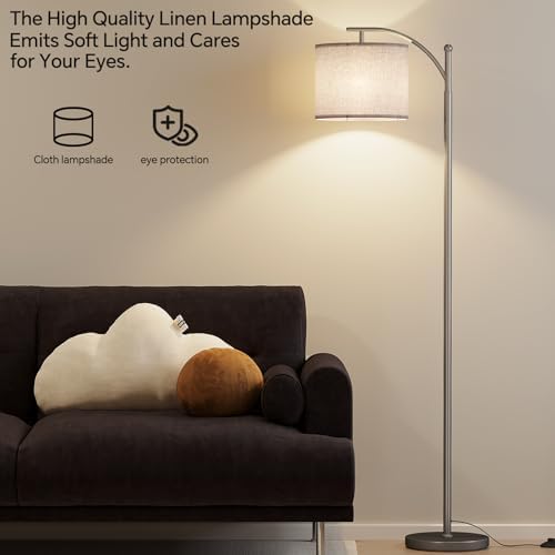 SUNMORY Arc Floor Lamp, Modern Floor Lamp with 9W 3 Color Temperatures Bulb
