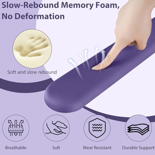 Sushret Mouse Pad and Keyboard Wrist Rest, 3-in-1 Gel Memory Foam Ergonomic Mouse Pad with Wrist Rest Set, Gaming Mousepad Arm Cushion Support for Computer Office Desk Accessories Cute Setup, Purple