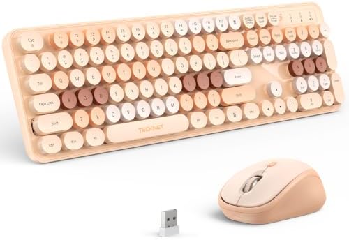 TECKNET Wireless Keyboard and Mouse Combo, Retro Aesthetic Typewriter Style