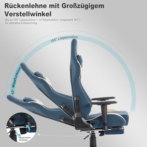 Symino Ergonomic Gaming Chair with 155° Recline & Footrest