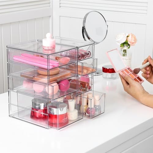 Vtopmart Acrylic Desk Organizer with 8 Drawers for Office, Makeup, Crafts