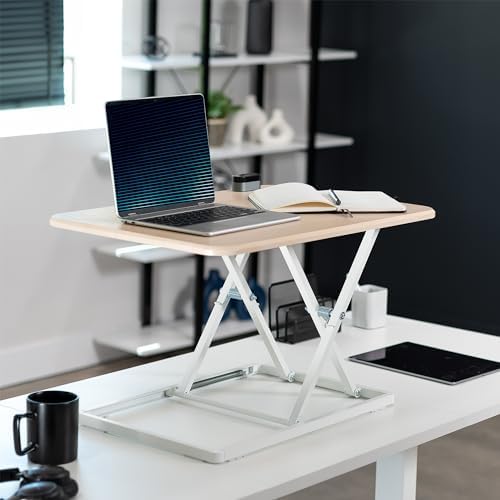 VIVO Light Wood 26 in Single Top Standing Desk Converter, DESK-V001JF