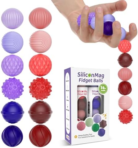 Magnetic Fidget Balls, 12-Pack Silicone Sensory Toys for Adults & Teens
