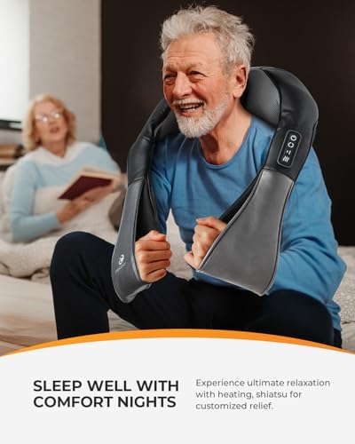 CooCoCo Corded Neck Massager - Back Massager for Pain Relief Deep Tissue, Shoulder Massager with Heat, Kneading Massager, Massager Gifts for Mom Dad