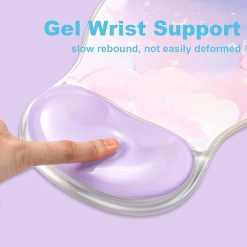 Purple Ergonomic Gel Mouse Pad Wrist Support, Ease Wrist Pain PC Laptop