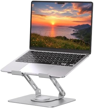 SOUNDANCE 360 Rotating Laptop Stand, Adjustable Riser,10-17", Silver Grey