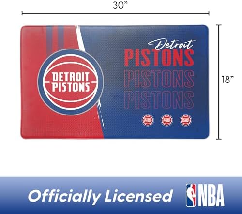 Northwest NBA Detroit Pistons Embossed Anti-Fatigue Mat, Cushioned Kitchen Floor Rug, Non-Slip PVC Standing Comfort, 18 x 30 in