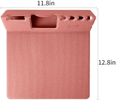 Mouse Pad with Phone Holder & Pen Holders, Wireless Charging Desk Mat, Mousepad Home Office Desk Pad with Ultra-Smooth Surface, Non-Slip Base, Waterproof Keyboard Pad, Classic Pink Desk Mat