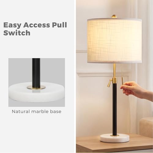 Qingmiao Gold Table Lamps Set of 2, 22" to 30" Adjustable Nightstand Lamps for Bedroom, Dimmable End Table Lamps for Living Room Console Entry Farmhouse Home Decor, New House Warming Gifts