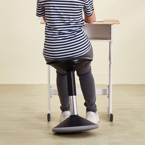VEVOR Wobble Chair, Height-Adjustable (15.7-21.7") Active Chair, Flexible Seating Wobble Stool Made of PVC+ABS Improves Focus & Posture, Ideal for Schools, Office and Home, Age 12-18, Black
