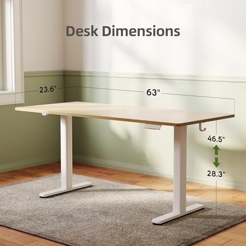 INNOVAR Electric Height Adjustable Standing Desk, 63x24 Inch, Nature