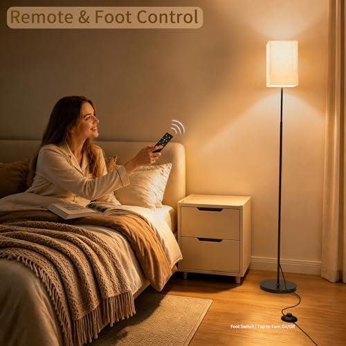SIBRILLE 63.8" Square Floor Lamp with White Fabric Shade