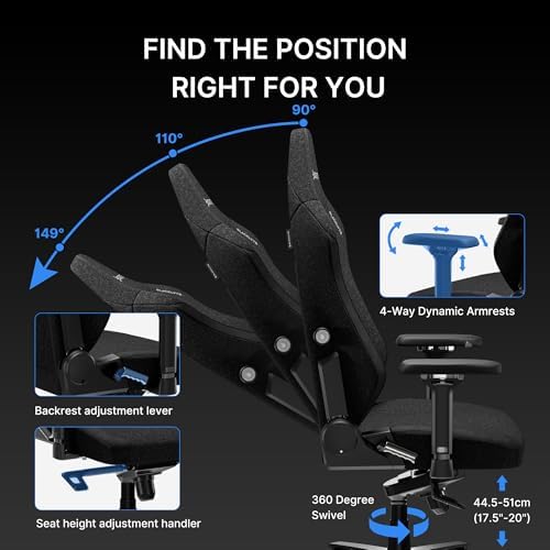 Blacklyte Athena Pro Gaming Chair, Black Fabric