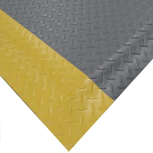 1 Pack Odorless Anti-Fatigue Mat Anti-Static Anti-Fatigue Inline Foot Mat (Gray base yellow edge,0.6Mx0.45Mx20mm)