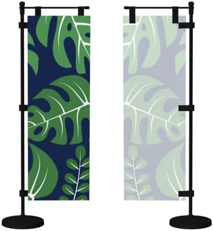 Green and Navy Palm Leaf Deluxe Desk Flag Set, 12 x 4 Inch Miniature Table Flag with 14" Pole & Stand Base