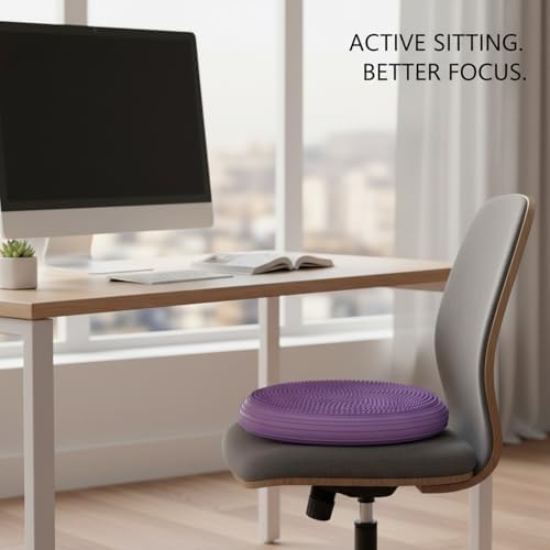 Inflatable Balance Disc Cushion, 13.4 Inch PVC Wobble Seat for Stability Training, Active Sitting Support for Office Chair or Home Gym Workouts