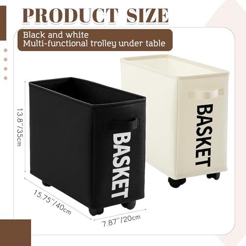 AceOrbit 2 Pack Under Desk Rolling Storage Baskets with Wheels, Foldable