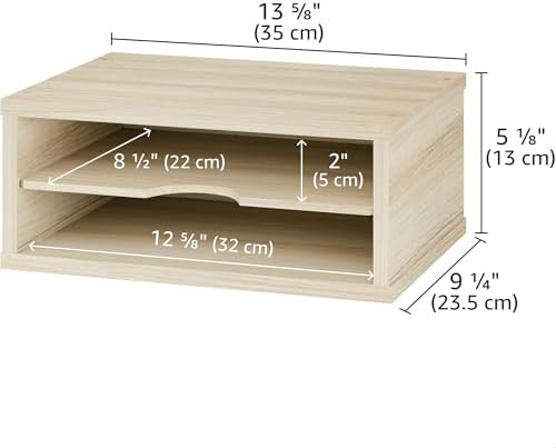 Ballucci 2-Tier Wooden Desk Organizer, Office Desk Organization, Mail Sorter, Paper Tray, File Folder Holder, Desktop Paper Organizer, Desk Organizers and Accessories, Natural Wood