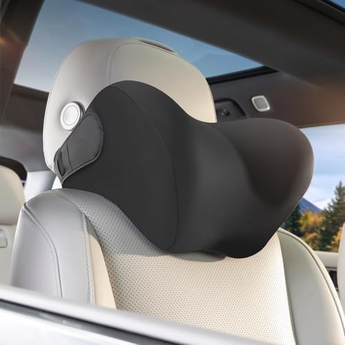 BEBAS Ergonomic Car Headrest Pillow, Memory Foam Neck Support, Black