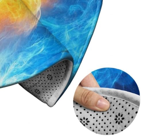Women's Large Home Decor Mat, Soft Round Yoga Carpet, Non Slip Machine Washable Home Office Circle Rug Red Blue Ice Fire