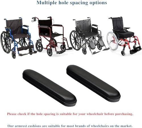 Full Length Padded Armrest Black 9-1/8" Long Wheelchair and Transport Chair arm Cushions, Black (1 Pair) Compatible with All Brands
