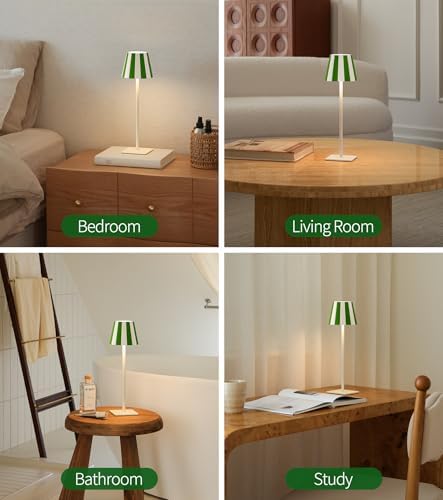 UME 3 Pack Cordless Table Lamp, Battery Operated Lamp - Portable Waterproof Rechargeable Table Lamp w/ 3 Color Temps & Stepless Dimming for Dinner, Desk, Cafe, Outdoor (Green)