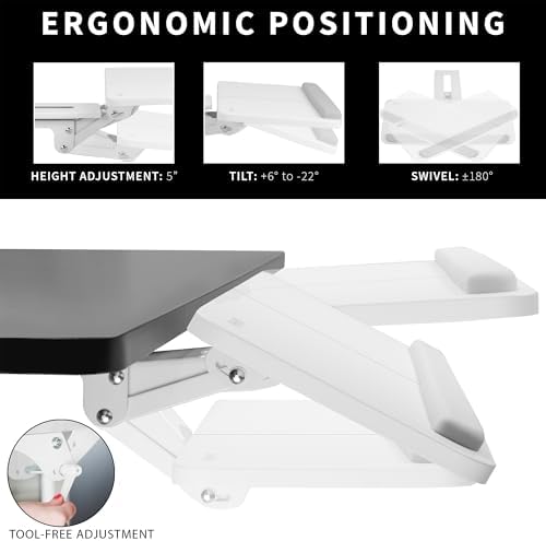 VIVO White Under Desk 25 x 10 in Keyboard Tray, MOUNT-KB03W