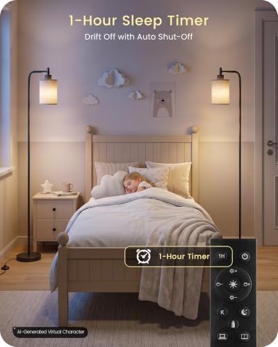 Dimmable Floor Lamp for Living Room with Remote & 10W Bulb