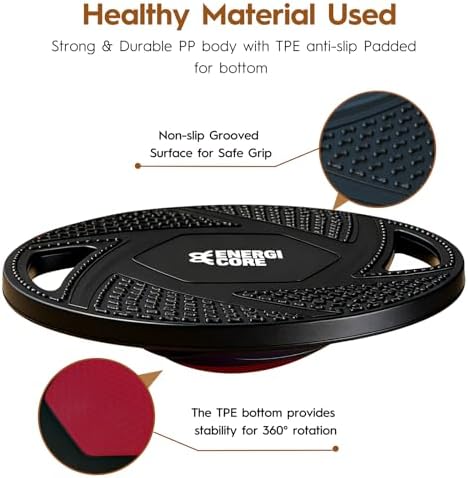 Energi Core Balance Board for Standing Desk and Core Workout - Anti-Slip Surface - Black, Green