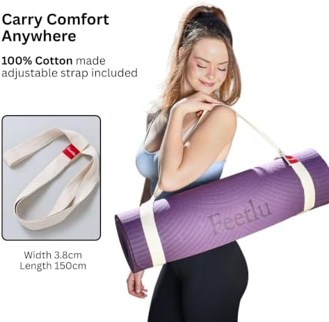 Extra Thick 12mm Exercise Mat, 74" x 26", Non-Slip with a Yoga Strap