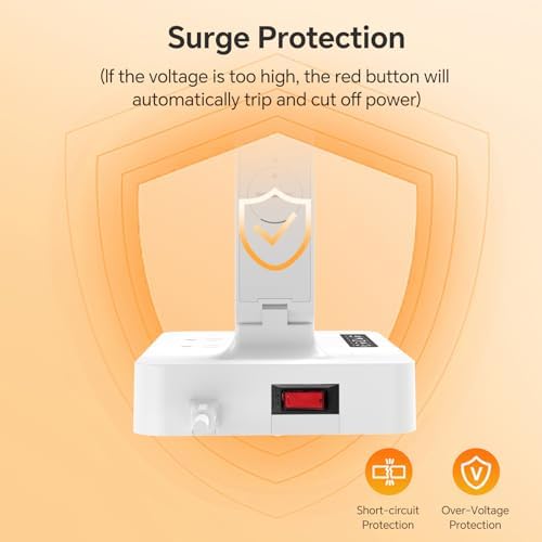 LAOPAO Desk Lamp with USB Charging Port: Power Strip with Surge Protection - 1 Type-C, 1 USB-A Charging Port, 2 AC Power Outlets, Desk Lamps for Home Office College Dorm Room Essentials