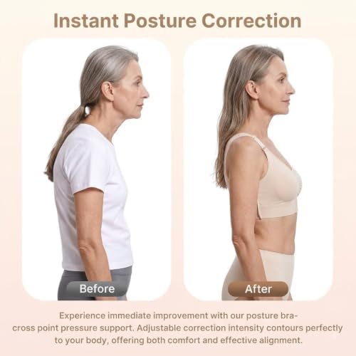 Fit Geno Posture Bra for Seniors, Wireless Front Closure Back Support Bra