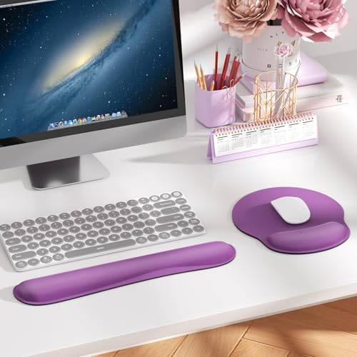 KTRIO Keyboard Wrist Rest & Mouse Pad with Wrist Rest, Violet Purple