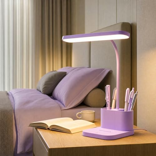 AXX Purple Desk Lamp, Cute Table Light for Home Office Bedroom